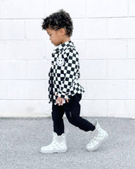 Baby and Toddler Boy Cotton Black and White Checkered Shacket