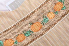 Baby Boys Light Brown Pinstripe Pumpkin Smocked Overalls