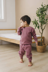Baby and Toddler For Boys or Girls Mauve Organic Cotton Waffle Knit Joggers